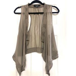 Sheer vest with embellished trim